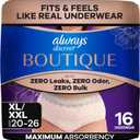 Always Discreet Boutique Black, Reimagined Adult Diapers for Women, Maximum Absorbency Incontinence and Postpartum Underwear Size XL/XXL, Fits and Feels Like Real Underwear, 16 Count (Rosy)
