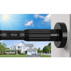 MEXAU Black Tension Curtain Rods for Windows 41-146 Inches Heavy Duty Tension Rod Adjustable Curtain Rods No Drilling for Bathroom Living Room Outdoor Patio Hold Up Blackout Curtains and Non Slip