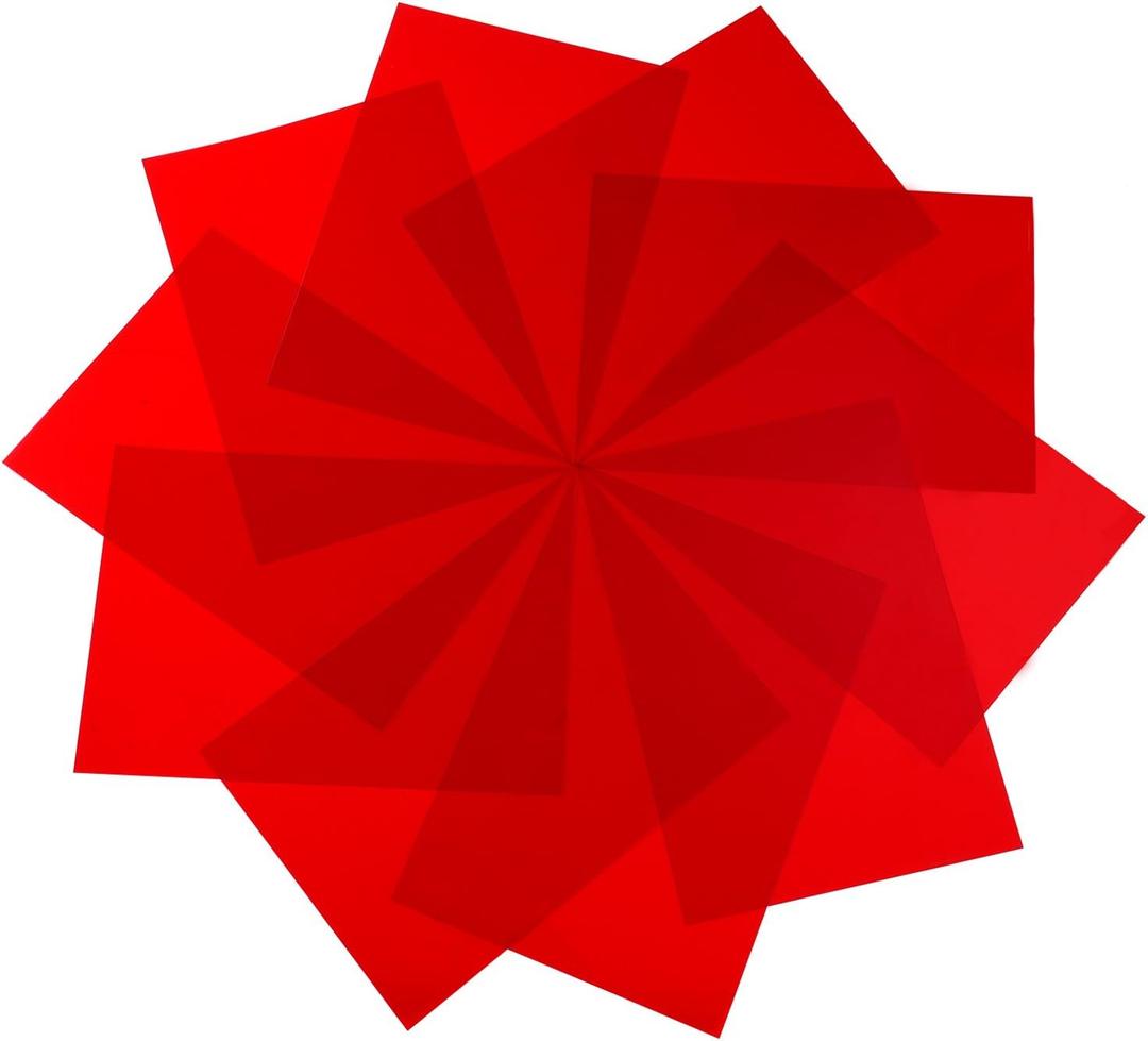 Pangda 9 Pack Red Gel Light Filter Red Lighting Gel Sheets Colored Film to Cover Lights Plastic Colored Overlays Correction, 1.7 by 8.3 Inches for Film, Video, Photo, Stage