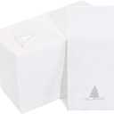 Nervure 50 Pack Christmas Silver Paper Napkins - Cloth Like Disposable Napkin - Line Fell Dinner Napkins - Silver Christmas Tree Heavy Duty Hand Towels for Xmax & Party