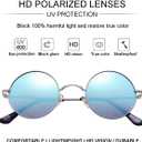 Gleyemor Polarized Round Sunglasses for Men Women Hippie Small Circle Glasses Red Yellow Lenses (Silver/Blue Mirror)