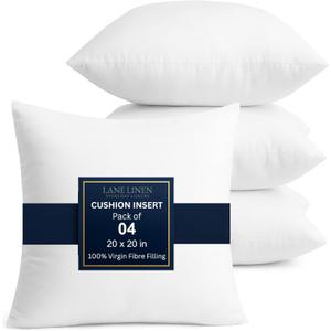 LANE LINEN 20x20 Throw Pillow Insert - Set of 4 White Pillow Inserts for Decorative Pillow Covers, Throw Pillows for Bed, Decorative Pillows for Bed, Couch Pillows, Throw Pillows for Couch