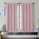 Simplebrand Ava Blush Short Blackout Curtains for Bedroom 45 Inches Long 2 Panels Set, Solid Thermal Insulated, Energy Saving Window Treatment Curtains Blackout Drapes, W40 x L45 Inch, Blush