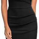 Miusol Women's Retro Ruffle Style Slim Work Pencil Dress (X-Large, Black)