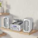 Magnavox 3-Piece Compact CD Shelf System with Digital FM Stereo Radio, Bluetooth Wireless Technology, and Remote Control in Silver | LCD Display | AUX Port Compatible