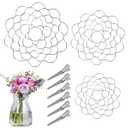 Flower Arrangement Holder, 3PCS Stainless Steel Flower Arranger, Wire Frog Insert for Vase Stems Bouquets Plant Fixation DIY Floral Arranging Supplies (Silver)