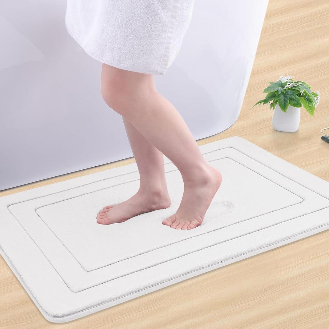 Arotive Memory Foam Bathroom Rug Mat 36x24, Ultra Soft and Absorbent Bath Mat, Machine Wash Dry, Comfortable Bath Rug Carpet for Bathroom Floor, Tub and Shower, Ivory
