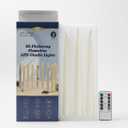 Flameless Taper Candles with Remote Timer, Real Wax LED Flickering Candlesticks Battery Operated 3D Wick for Wedding, Party, Home(Ivory, 9.84", Set of 3)