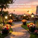 2-in-1 Solar Lamp & Flower Pot, Wall Mount/Freestanding, 3000K Warm White Light, IP65 Waterproof, Outdoor Decor for Yard, Garden, Patio, Porch, Pathway, Fits Real & Fake Flowers