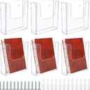 6 Pack Wall Mount Brochure Holder - 6.5 x 6.5 Inch Plastic Flyer Holder for Trifold, Magazine, Document