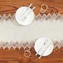 Natural Linen Table Runner 72 inches Neutral Earth Tones Beige Lace Coffee Table Runners Dresser Scarf for Easter Spring Summer Kitchen Wedding Party, Machine Washable (Natural, 16”x72”)