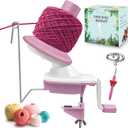 Yarn Winder for Crocheting, 3.5oz Easy-to-Install Yarn Ball Winder for Yarn Cakes, with Bonus Ring Knitting Crochet, Low Noise Durable Portable ABS Winder for Knitting Enthusiasts, Pink