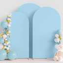Wokceer Wedding Arch Cover (7.2FT, 6.6FT, 6FT) Set of 3 Spandex Fitted Wedding Arch Stand Covers for Round Top Chiara Arch Backdrop Stands Cover for Birthday Party Ceremony Banquet Decor Dusty Blue