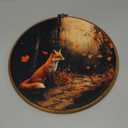 CUANFDDSF Vintage Fall Moody Fox Round Wall Art, Farmhouse Autumn Forest Fox Framed Hanging Wall Decor, Rustic Wild Animal Canvas Prints Decorations for Home Bedroom Living Room, 10x10 Inch