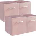 StorageWorks Pink Storage Cubes, 13x13 Storage Cube Bins with Handle, Cube Storage Organizer Bins for Shelves and Closet, Collapsible Storage Bins, 4-Pack