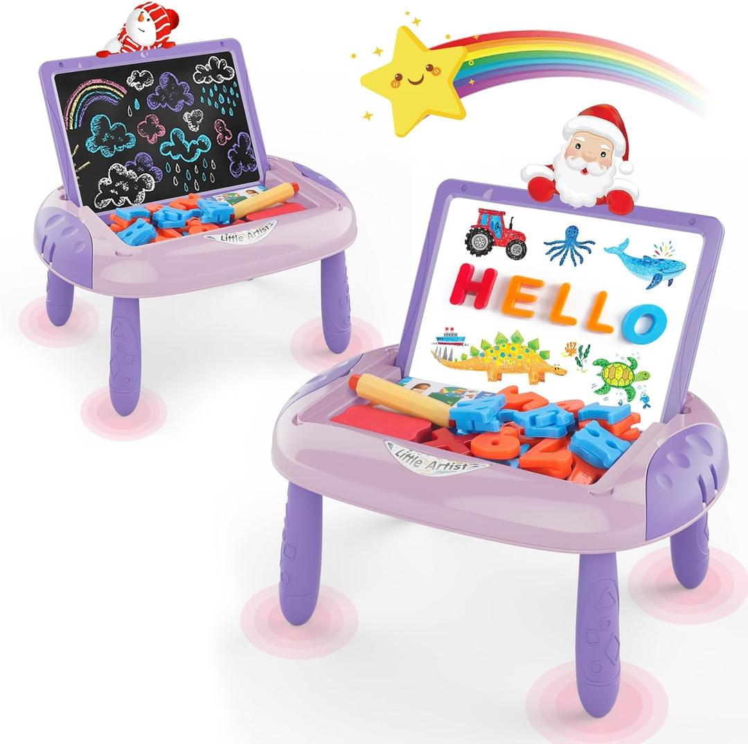 Gift for 1-2 Year Old Girls, Toddler Girl Toys with Magnetic Letters and Numbers, Learning and Educational Toys for 1 2 Year Old, Girls Birthday (Unicorn Pink) (Purple)