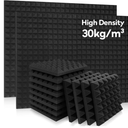 52 Pack Acoustic Panels 1 X 12 X 12 Inches - Acoustic Foam - High Density- Soundproof Studio Wedges - Charcoal