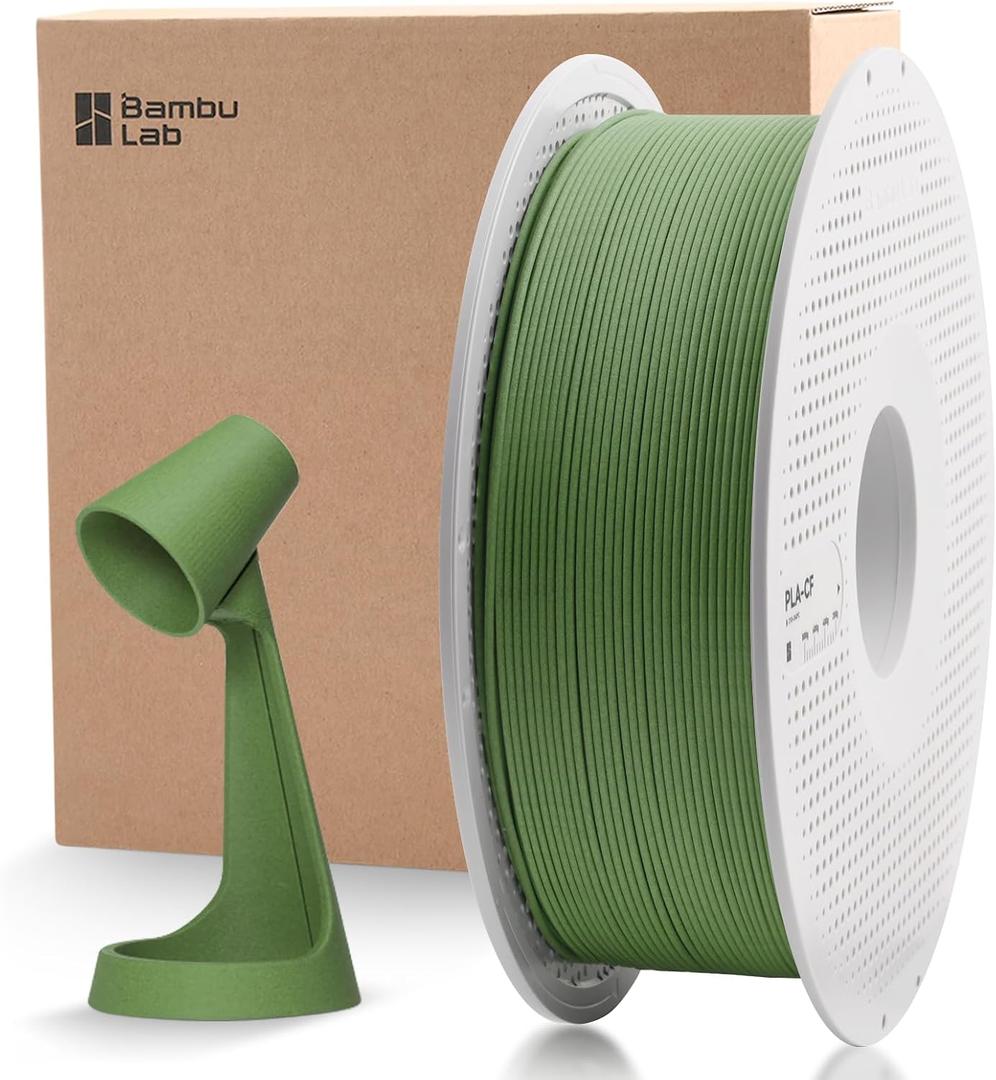 Bamboo Lab PLA-CF Carbon 3D Printer Filament - Matcha Green 14500, 1.75mm 1kg with Reusable Spool,Carbon Fiber PLA Reinforced 3D Printing Filament, RFID Smart Print,AMS & AMS Lite Consumables