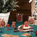 48 Pcs 24 Sets Vintage Christmas Cards with Vintage Wooden Gingerbread Ornaments Retro Gingerbread Man Christmas Ornaments Bulk for Home Xmas Party Supplies