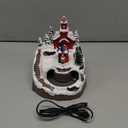 Animated Musical Christmas Village Choir Figurines Christmas Collectibles Statues Church Building & Carolers with Rotating Train LED Lights, Battery & USB Home Decor Gifts Festive Holiday Decorations