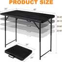 4ft Folding Table, Portable Fold-in-Half Adjustable Height Utility Table for Indoor/Outdoor Use, Durable HDPE & Steel, Stable & Lightweight, Multi-Purpose, Black Woodgrain, 24" X 48" X 35.43"