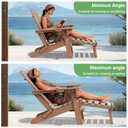 LOUNZY Folding Adjustable Adirondack Chair with Retractable Ottoman, HDPE Recliner Adirondack Chair with Cup Holder for Deck Lawn Fire Pit, Brown