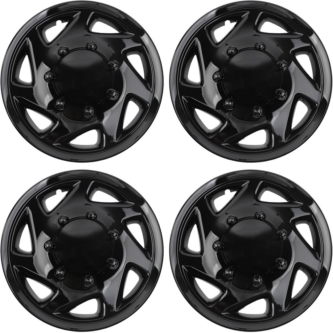 Dasbecan Hubcaps Compatible with 1998-2023 Ford E150 E250 E350 Econoline Van 16 inch Wheel Cover Hub Caps Replaces# F8UZ-1130-AA F7UZ-1130-AA F8UA-1130-AA F7UA-1130-AA Black