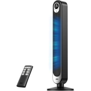 DREO Tower Fan for Bedroom, 28 ft/s, 20dB Quiet Oscillating Bladeless Fan with Remote, 9 Speeds, 4 Modes, 12H Timer, LED Display, Standing Floor Fan Powerful for Indoor Home Office Room, 42 Inch