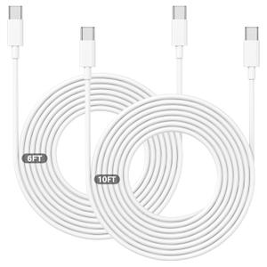 USB-C to USB-C Cable Long for iPhone, 6ft+10ft 60w PD Rapid Type-C Charger for iPhone 17/16/15 Series/iPad Pro/Air/Mini, Fast Charge Cord for Samsung Galaxy S26/S25/S24/S23/S22/S21