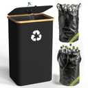 Pakusane Recycling Bin for Kitchen Indoor Home, Large 26 Gallon 100L Recycle Bin with Lid Removeable Reusable Inner Bag Bottle Can Glass Waste Plastice Stickers,Black
