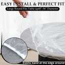 Boao 6 Pcs 60 Inch Round Plastic Fitted Tablecloth with Elastic Edge Design Waterproof Table Cover Plastic Tablecloth Protector for Thanks Giving Christmas Party Table (White)