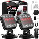 Wireless Bluetooth Magnetic Trailer Lights, Fast Charging LED Trailer Light Kit, IP65 Waterproof,10H Battery, 100FT Range for Trailer,Truck, RV, Camper,Boat Brake,Turn,Reverse & Hazard Safety Lights
