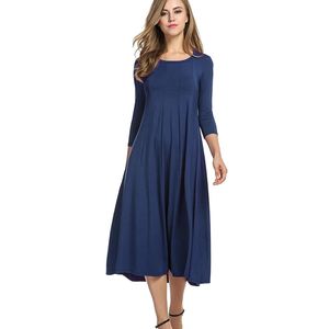 HOTOUCH Women's 3/4 Sleeve A-line and Flare Midi Long Dress M