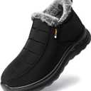 TEMOFON Womens Winter Snow Boots Warm Fur Lined Booties Waterproof Outdoor Shoes Comfortable Slip On Ankle Boot (44, Black)