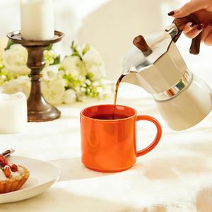 Coffee Mugs Set of 4, 16oz Stoneware Coffee Cups with Handle, Creamy White | Stackable Ceramic Mugs Set for Women and Men, Dishwasher & Microwave Safe, Suitable for Hot Coffee, Tea, Cocoa, Milk (Green, Cream, Blue, Orange)