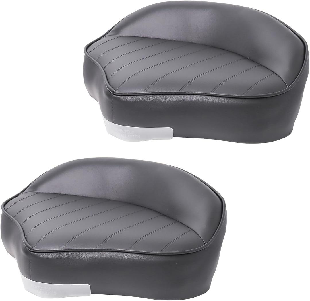 Casting Boat Seat, Pro Casting Deck Seat for Fishing Jon Bass Boat, Marine-Grade Vinyl Exterior Universal Casting Seat Boat Butt Chair, 15W x 11D x 6H, 2-Pack, Black