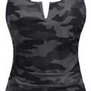 Women Tankini Bathing Suit Top - Ruched Tummy Control Swimsuit Top Modest Swim Tank Top Only No Bottom 2025 (X-Large, Camo)