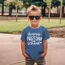 AG AGUU Girls Boys Happy First Day of School Shirts Kid Back to School T-Shirt Kindergarten 1st 2nd Grade Outfits Tees Tops(Blue,7-8Y)