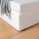 Pleated Bed Skirt King Size, Tailored Dust Ruffle 14 Inch Drop Easy Fit, Pleated Grid Plaid Bedskirts, Machine Washable, Anti-Slip, Microfiber, No Split Corners-White