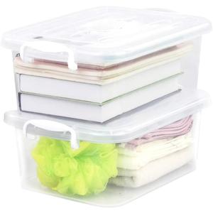 Sandmovie 8 Quart Clear Plastic Storage Boxes with Lids and Handles, 2 Packs