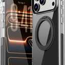 Magnetic for iPhone 17 Pro Case 360° Spin Stand Black | Compatible with MagSafe, Military-Grade Protection,Non-Yellowing, Clear Scratch-Resistant Back Cover for 17 Pro 6.3