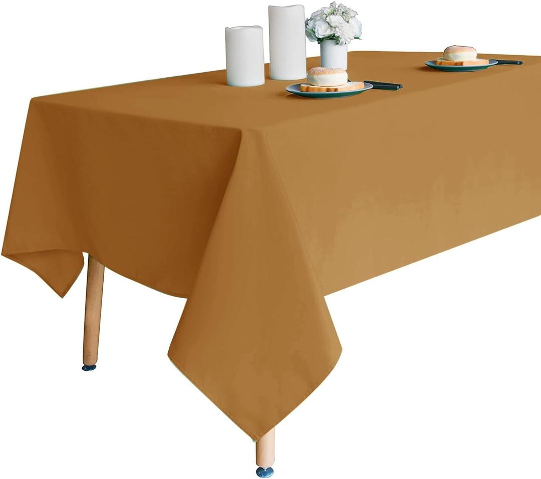 Obstal 210GSM Rectangle Table Cloth - Heavy Duty Water Resistance Microfiber Tablecloth, Decorative Fabric Table Cover for Outdoor and Indoor Use (Coffee, 60 x 102 Inch)