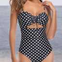 Holipick Women Tummy Control One Piece Swimsuits Strapless Bandeau Bathing Suits Ruched Slimming Swimwear (Black, L)