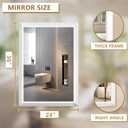 SMIROR Matte White Bathroom Mirror for Over Sink, 24x 36 Metal Thick Framed Rectangle Vanity Mirror for Wall, Right Angle Corner, Anti-Rust, Horizontally or Vertically Mounted