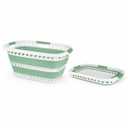 Laundry 360 Collapsible Laundry Basket | Portable | Space Saver Storage | Hold 2 Loads | Store Under the Bed or Closet | Good for Kids | Dorm | Bedroom | Large | White/Sage