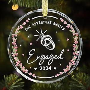 Gossby Engaged Gift for Couple - Gift for Newly Engaged Him Her Women Men - Car Hanging Decoration Ornament - Wine Bottle Decor - Our Adventure Awaits V2