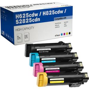 Do it Wiser Compatible Printer Toner Cartridge Replacement for Dell H625cdw H825cdw S2825cdn - High Yield Laser Cartridges 593-BBOW 593-BBOX 593-BBOY 593-BBOZ (1 Black 1 Cyan 1 Magenta 1 Yellow) (CMYK)