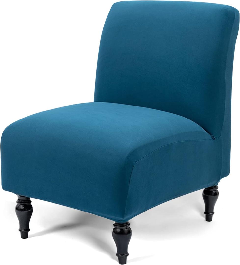 Liykimt Armless Accent Chair Cover Slipcover, Slipper Chair Stretch Spandex Removable for Armless Chair Furniture Protector Covers for Living Dining Room Hotel (Peacock Blue, 1)