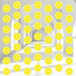 Duraaamo 8 Packs Lemon Party Banner Decorations Lemon Paper Garland Summer Paper Hanging Cutouts Summer Fruit Theme Banners for Wedding Birthday Baby Shower Party Supplies Decoration