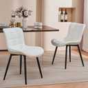 YOUTASTE White Dining Chairs Set of 2 PU Leather Upholstered Modern Armless Dining Room Chair with Back Metal Legs Kitchen Dinner Accent Guest Chairs for Vanity Reception Waiting Room
